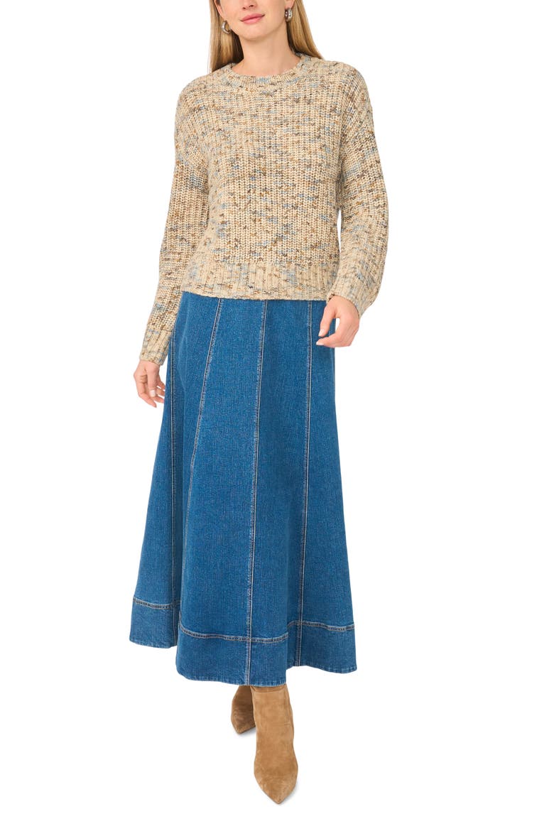 Marled Crewneck Sweater, Alternate, color, IVORY/ BROWN/ BLUE MARLED