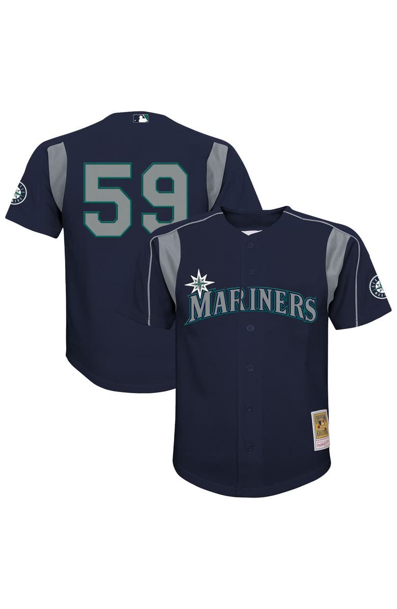 Mitchell & Ness Youth Mitchell & Ness Felix Hernandez Navy Seattle Mariners Mesh Batting Practice Jersey, Main, color, Navy