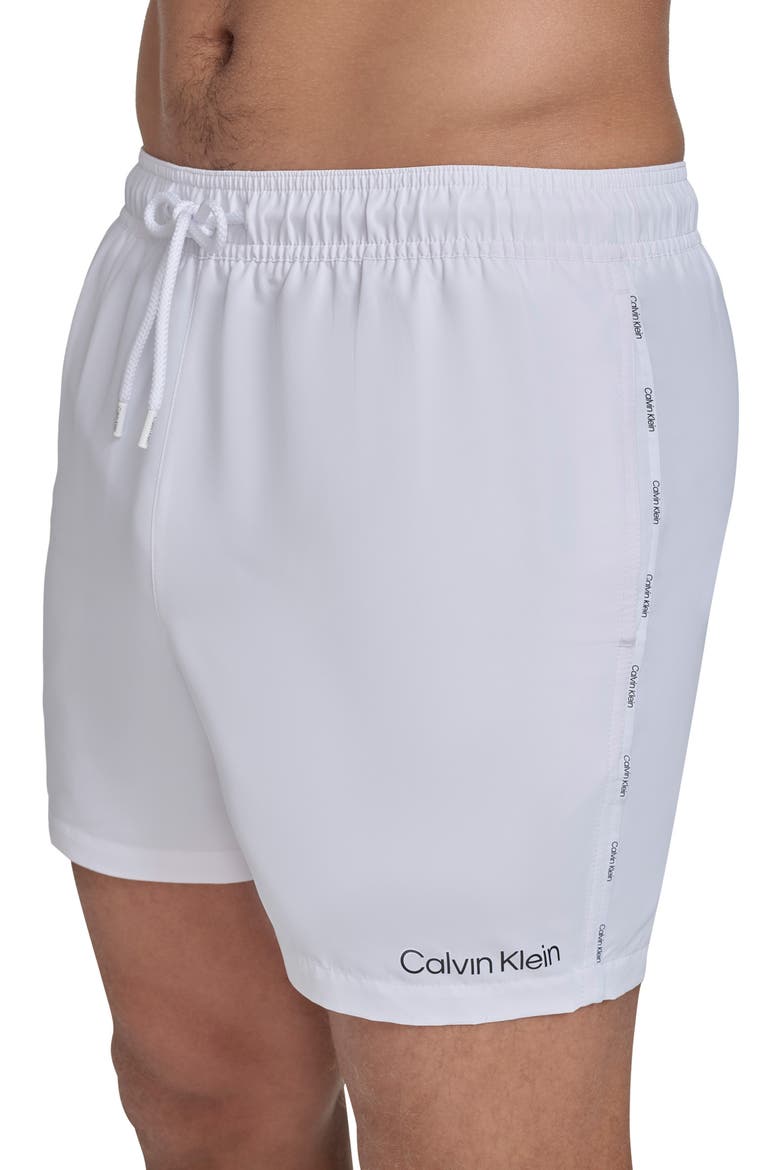 Logo Piping Swim Trunks, Alternate, color, WHITE
