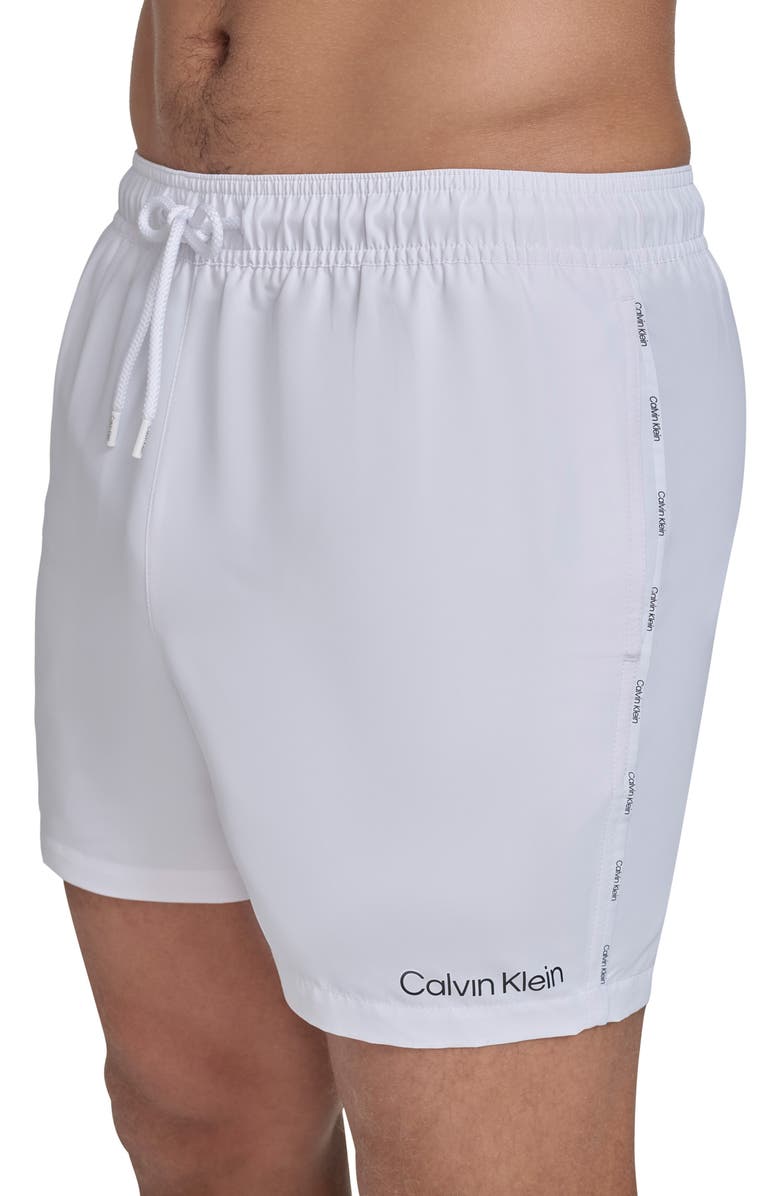 Calvin Klein Logo Piping Swim Trunks, Alternate, color, White