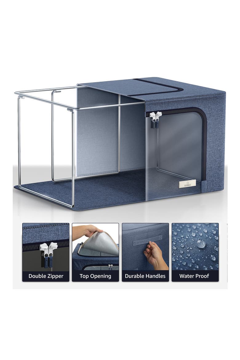 Foldable Storage Box Organizer - Blue - Large - Set of 2, Alternate, color, BLUE