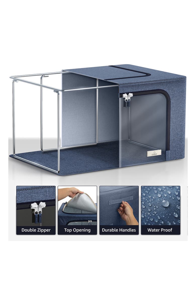 SORBUS Foldable Storage Box Organizer - Blue - Large - Set of 2, Alternate, color, Blue