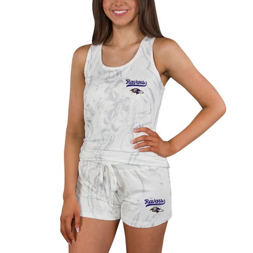 Concepts Sport Baltimore Ravens Quartz Hacci Knit Tank Top & Shorts Sleep Set In White