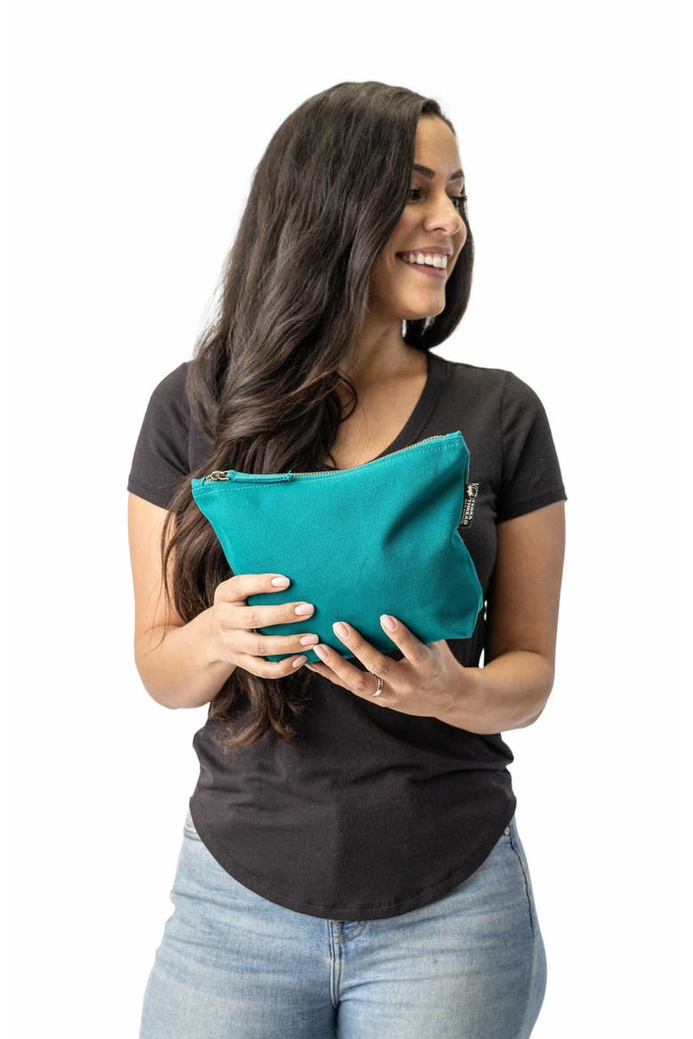 Organic Cotton Makeup Bag, Alternate, color, Deep Sea Teal
