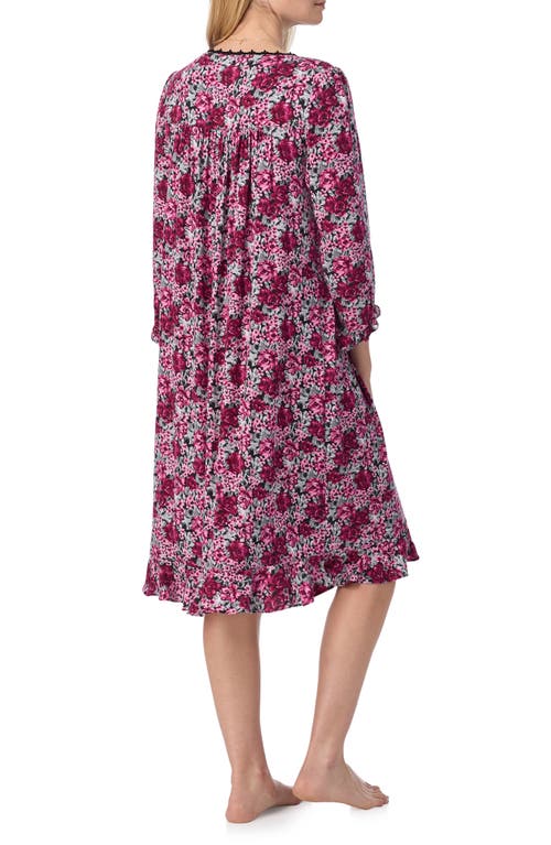 Eileen West Waltz Embroidered Long Sleeve Nightgown In Purple Multi