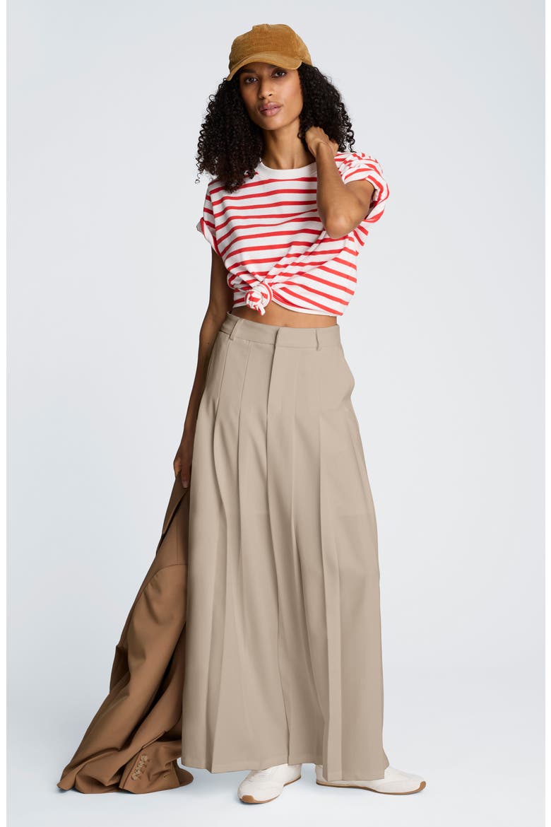 Pleated Stretch Maxi Skirt, Alternate, color, BURLAP
