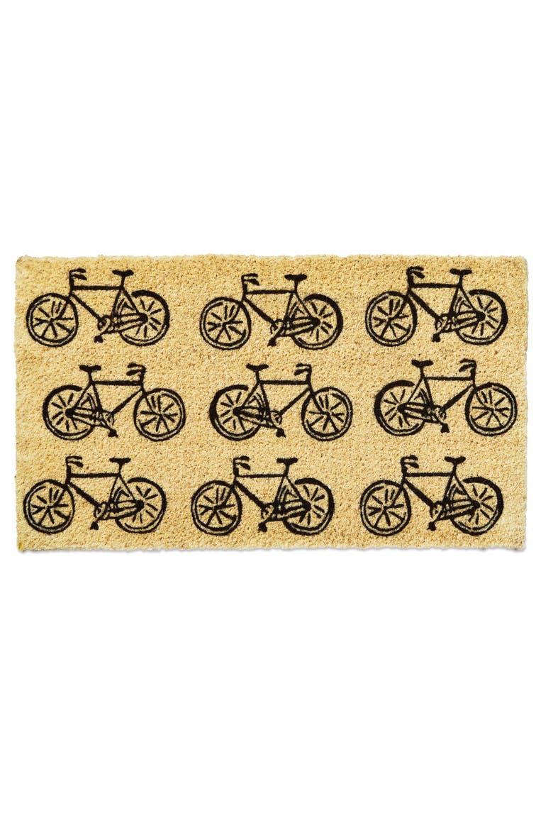 Bikes Coir Mat Rectangle Indoor Outdoor Welcome Mat, Main, color, Black