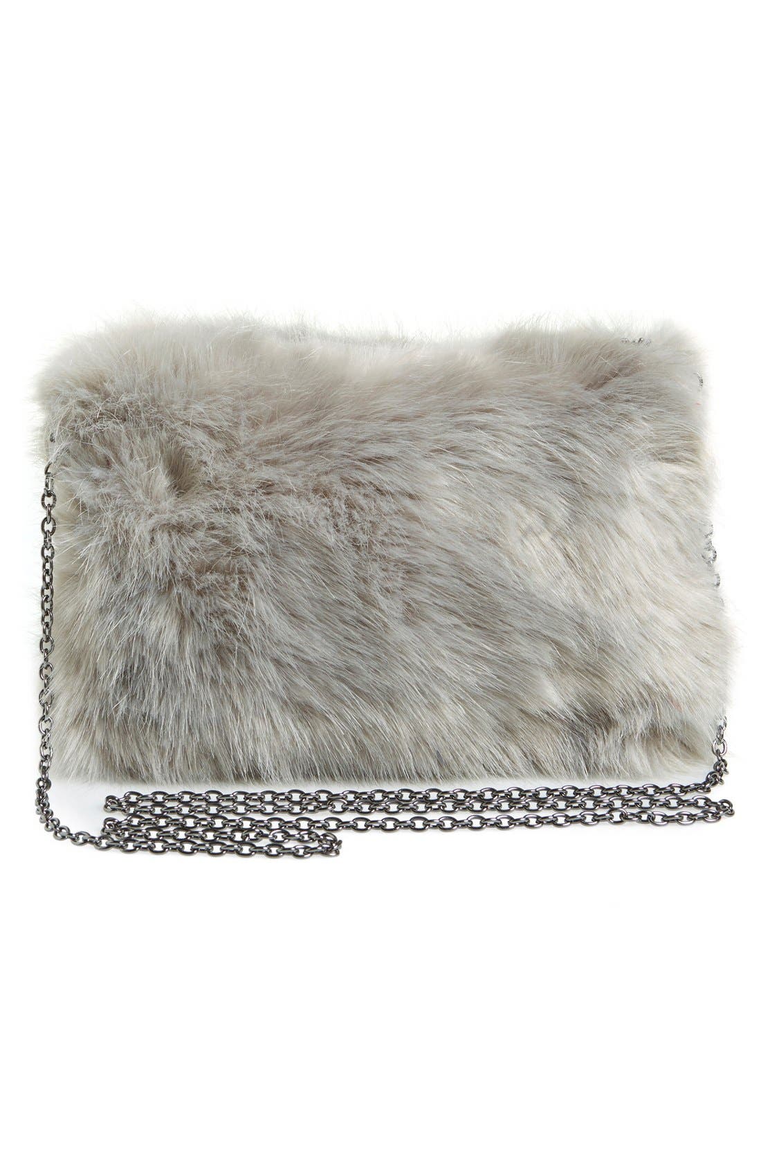 No Brand Needed Faux Fur Convertible Clutch, Alternate, color, GREY