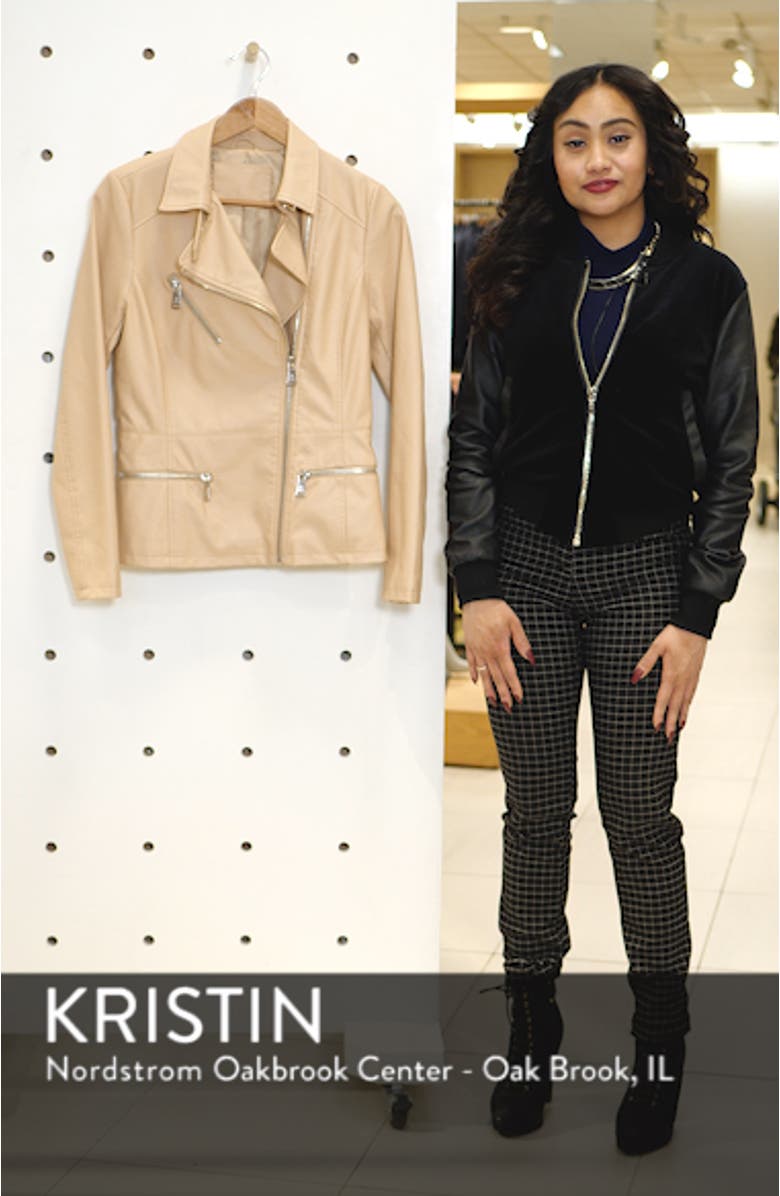 Spring Faux Leather Moto Jacket, sales video thumbnail