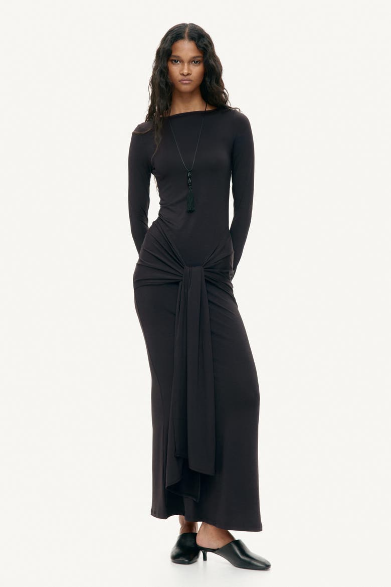 Tie-detail Jersey Dress, Main, color, Black