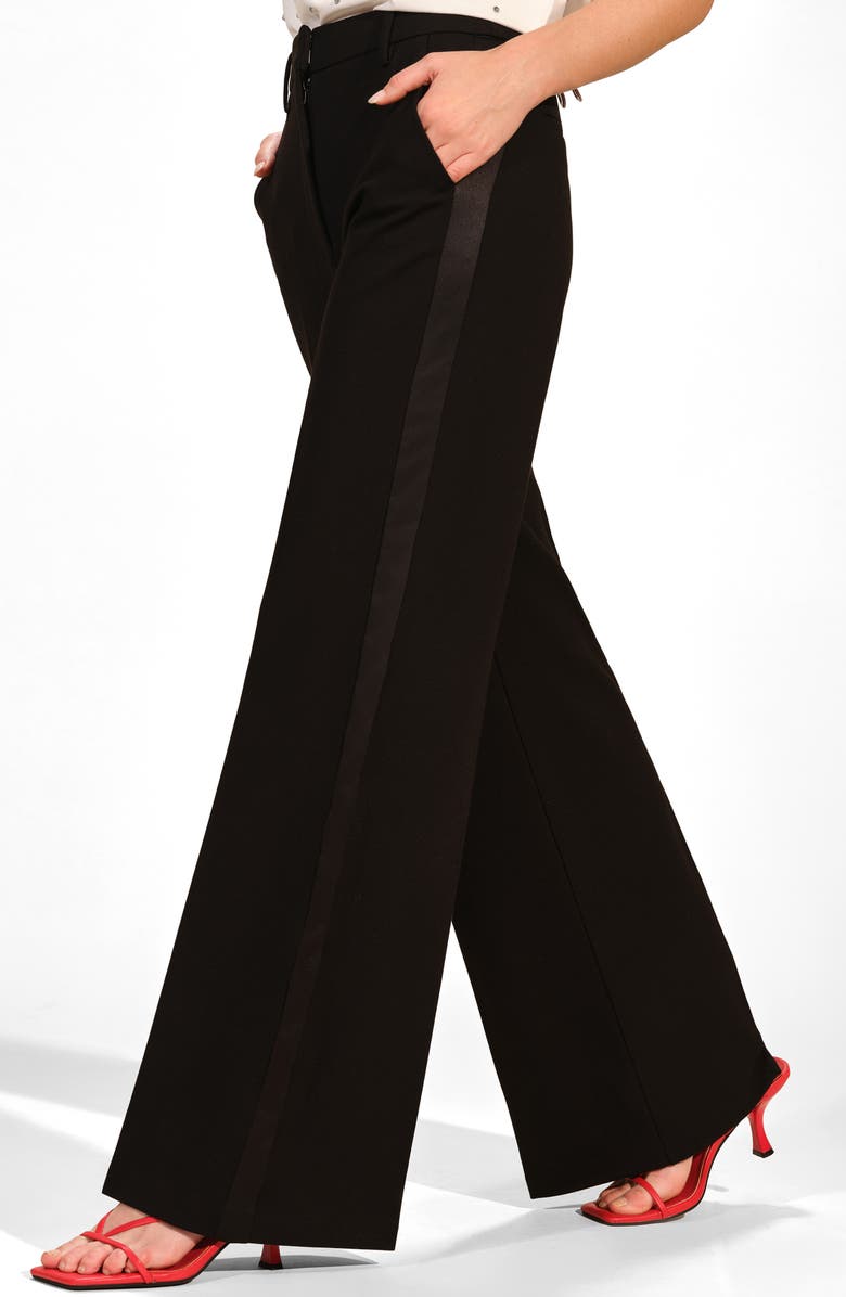 Isaac Mizrahi New York Ponte Tuxedo Pants, Alternate, color, Black