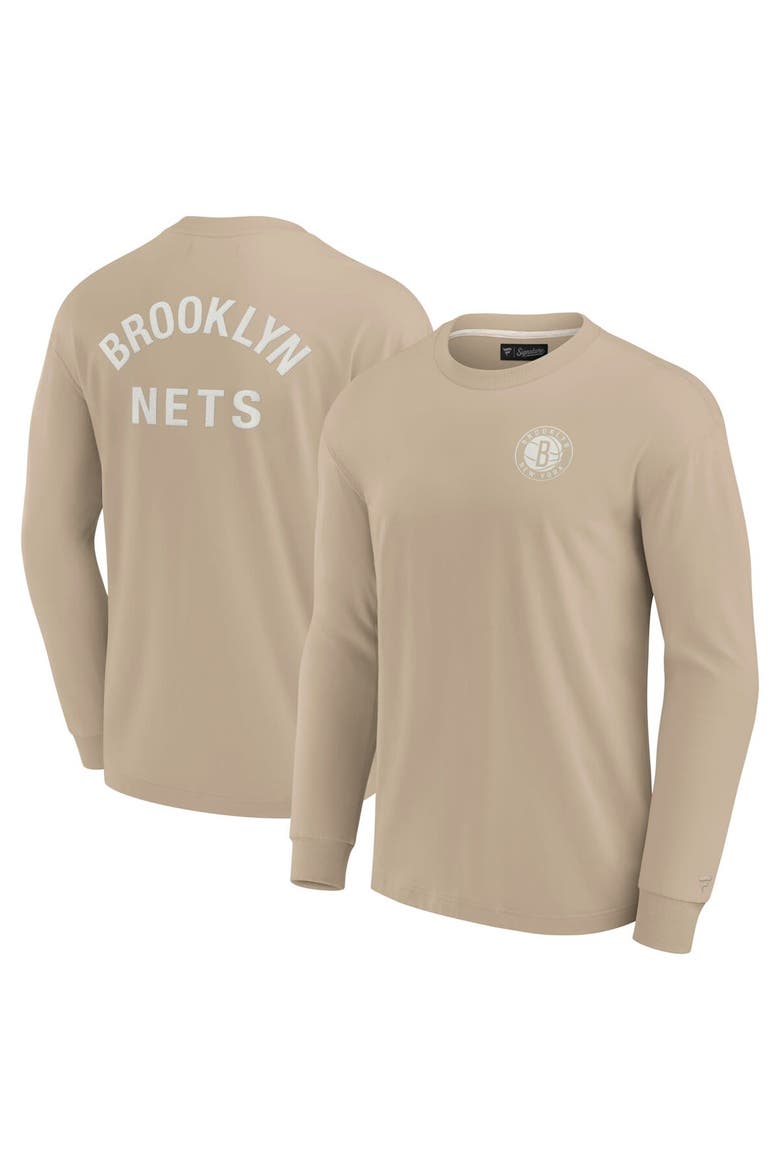Unisex Fanatics Signature Khaki Brooklyn Nets Elements Super Soft Long Sleeve T-Shirt, Main, color, Khaki