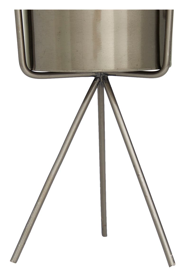 Dark Gray Metal Small Planter with Removable Stand - Set of 2, Alternate, color, DARK GREY