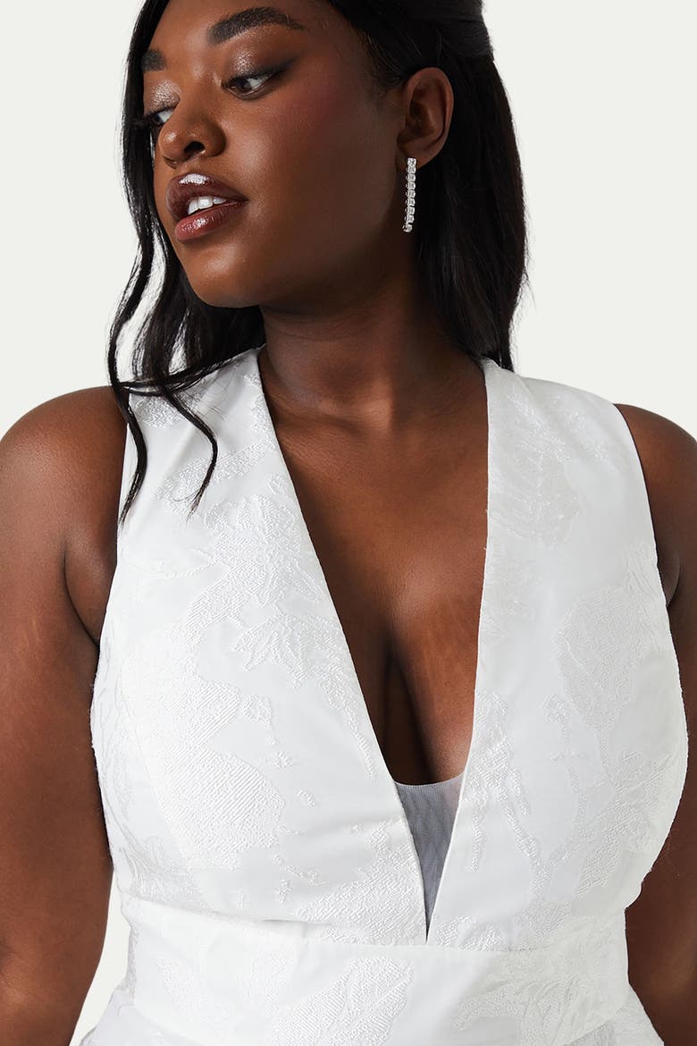 Plus Size Plunge Neck Maxi Wedding Dress, Alternate, color, Ivory