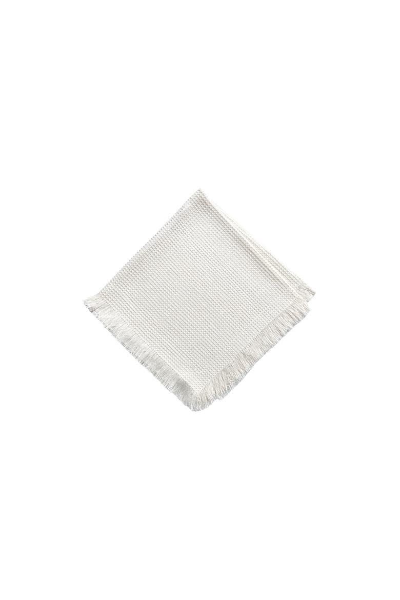 Ivory 100% Cotton Waffle Weave Set of 6 Cloth Napkins, Main, color, Off-White