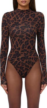 Naked Wardrobe Naked Snakeskin Print Long Sleeve Bodysuit
