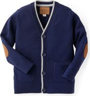 Hope & Henry Boys' Organic Tipped Cardigan with Elbow Patches, Kids