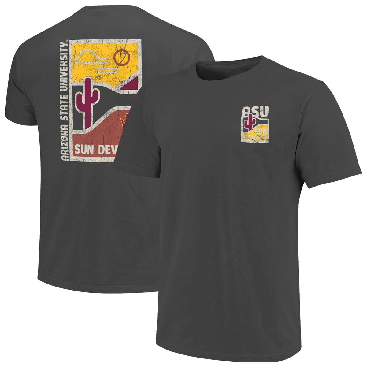 Image One Graphite Arizona State Sun Devils Comfort Colors Minimal Vista Distressed Graphics T-shirt