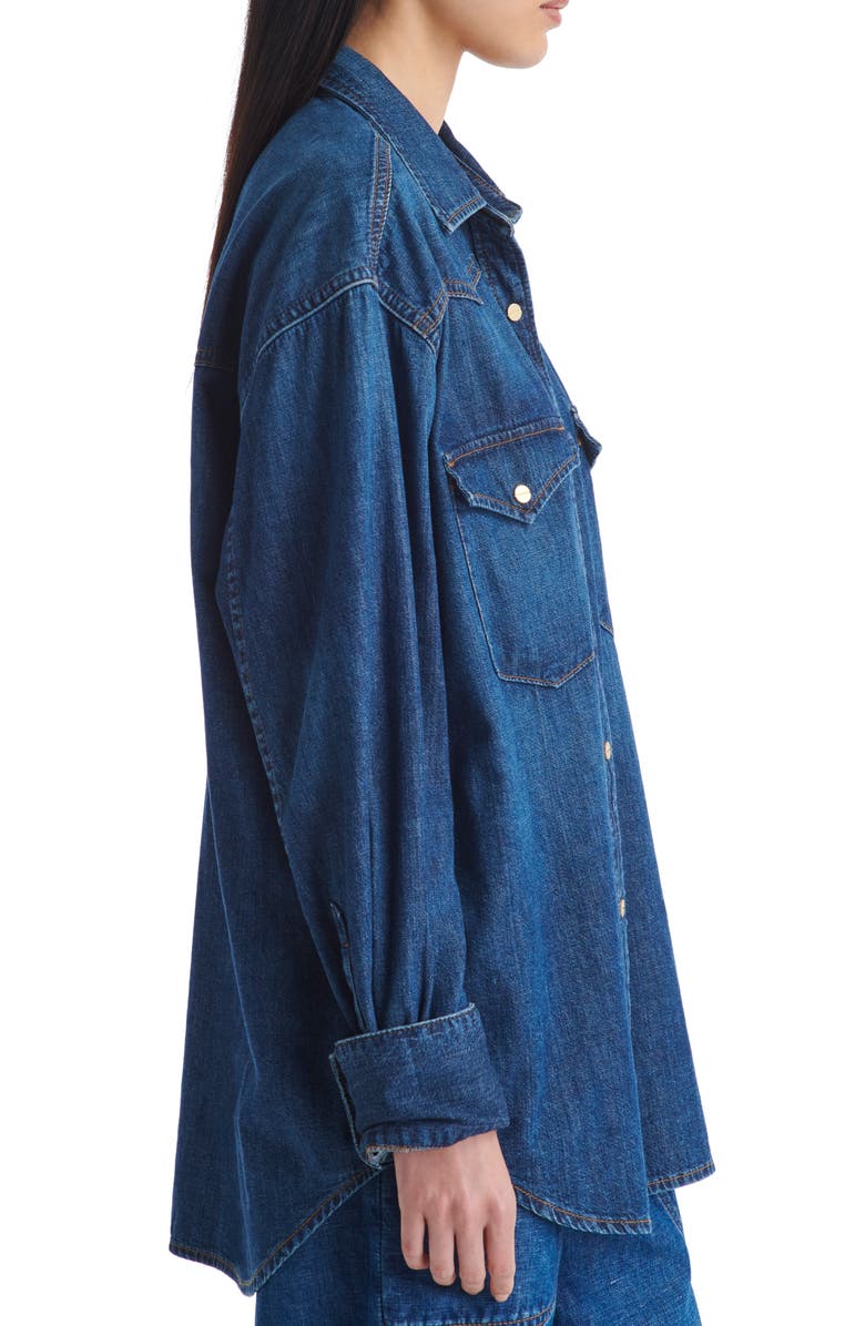 TWP Supersize Rancher Snap Front Denim Shirt, Alternate, color, 