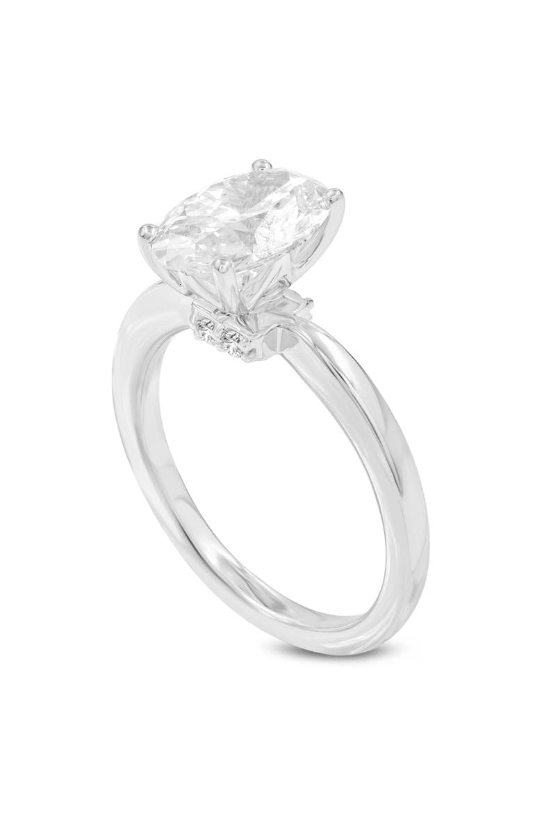 Livia 14K White Gold Oval Lab Grown Diamond Hidden Halo Engagement Ring - 2.25 Ct, Main, color, 14K White Gold
