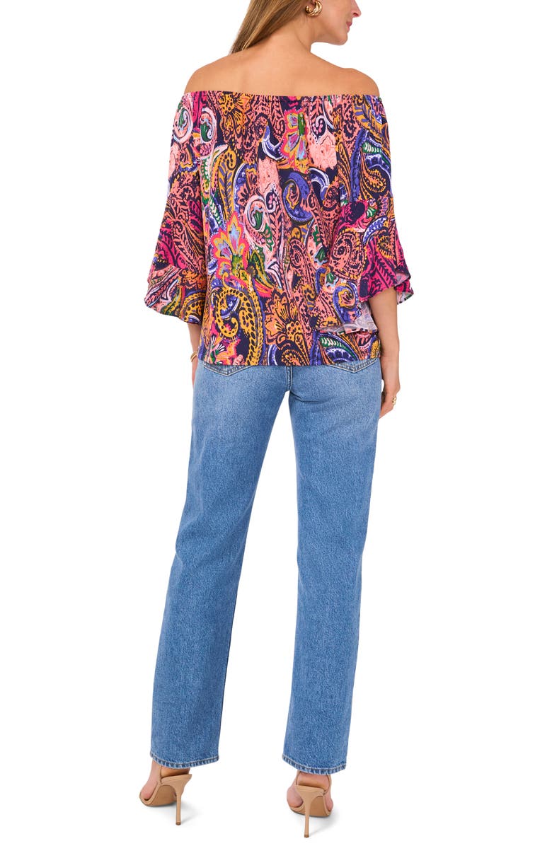 Vince Camuto Paisley Flutter Sleeve Off the Shoulder Top, Alternate, color, 