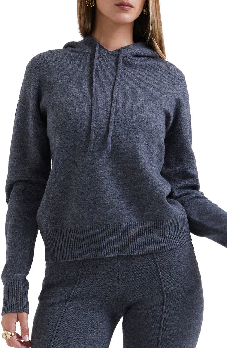 HOUSE OF CB Jionni Hoodie Sweater, Main, color, Grey Melange