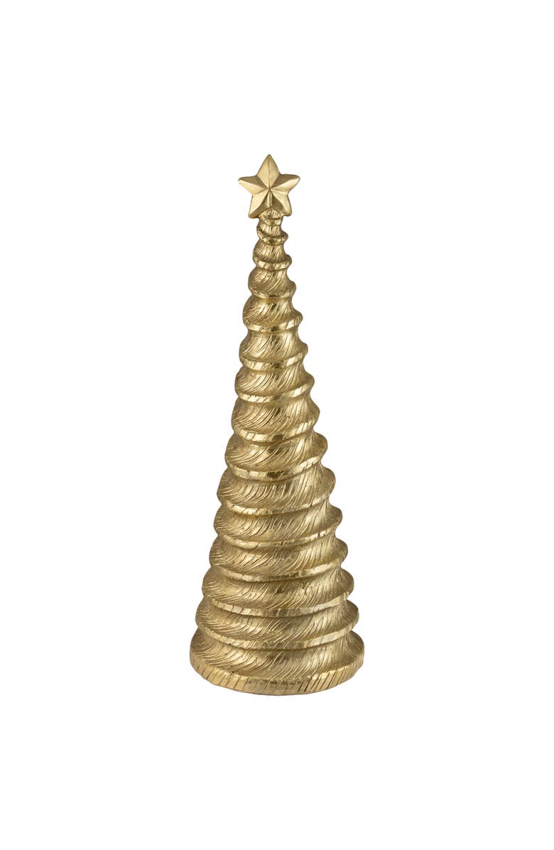 Northlight Metallic Swirling Spirals Tabletop Tree with Star Christmas Decoration - 13.5" - Gold, Main, color, Gold