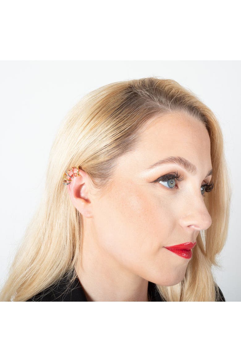 Waterfall High Ear Multi Colour Cuff, Alternate, color, Sterling Silver
