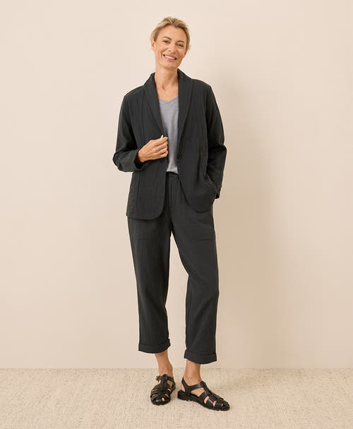 Pact Organic Cotton Coastal Double Gauze Lined Easy Jacket In Black