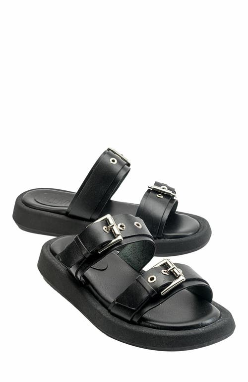 Forever & Always Shoes Finezza Leather Two-Strap Sandal in Black Leather at Nordstrom, Size 8