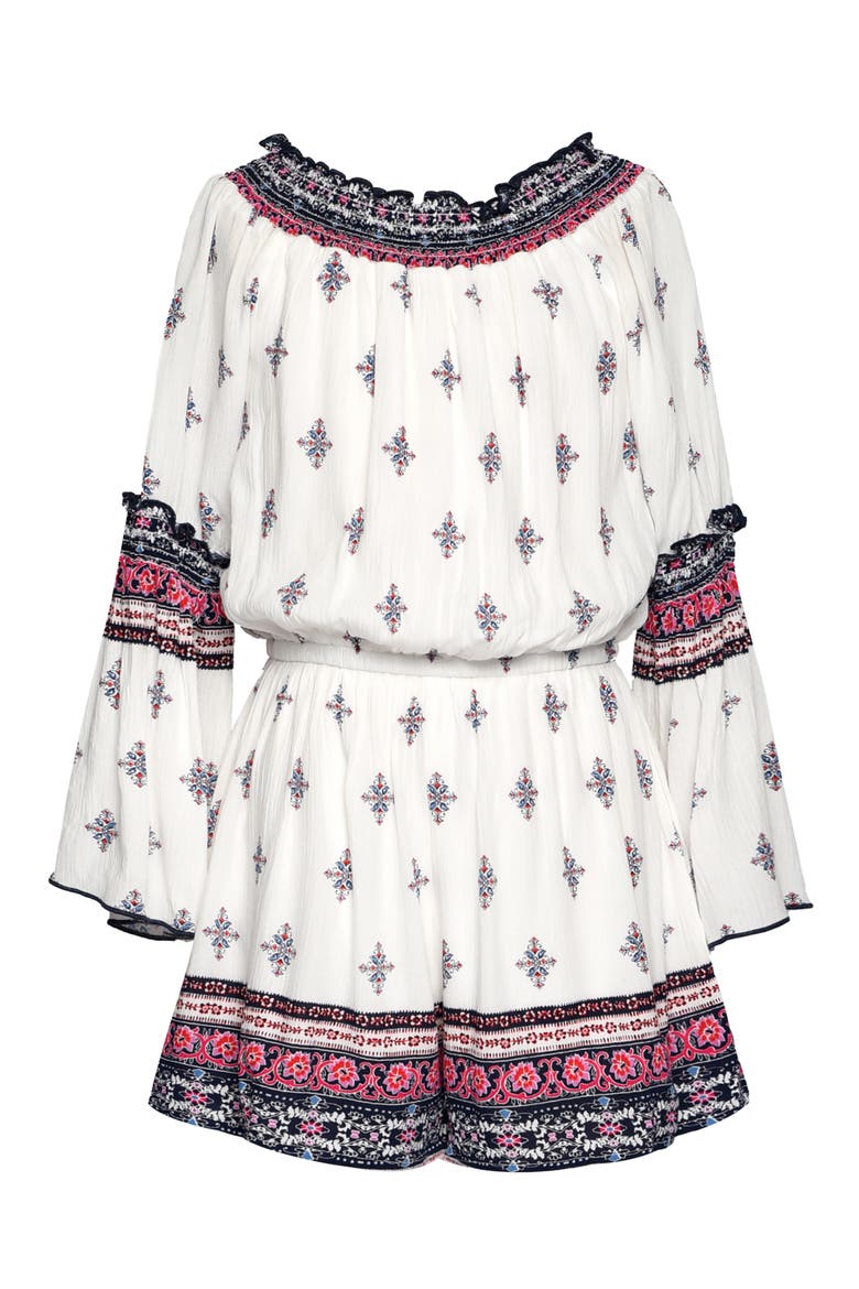 Kids' Border Print Romper, Main, color, WHITE MULTI