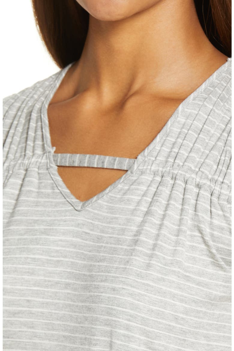 Stripe Gathered Shoulder Cutout Tank, Alternate, color, HEATHER GRAY