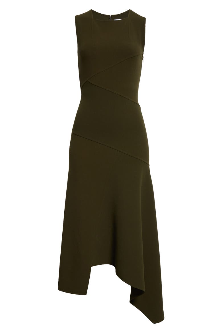 Fitted Sleeveless Asymmetric Wool Knit Midi Dress, Alternate, color, SPRUCE
