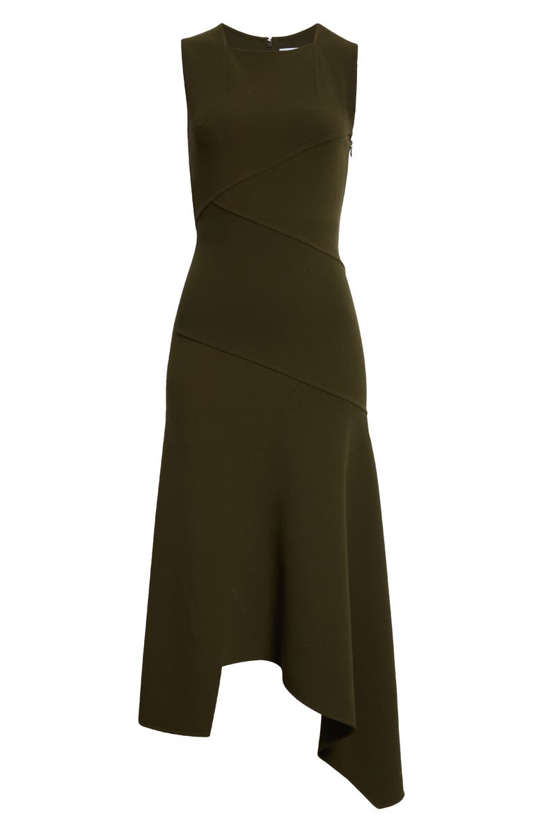 Michael Kors Collection Fitted Sleeveless Asymmetric Wool Knit Midi Dress, Alternate, color,