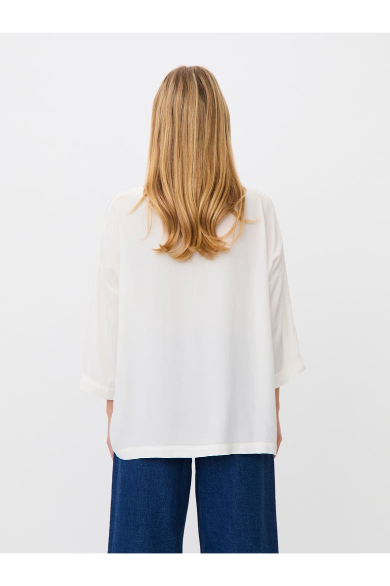 Mabecca Round Neck Draped Blouse, Alternate, color, Cream