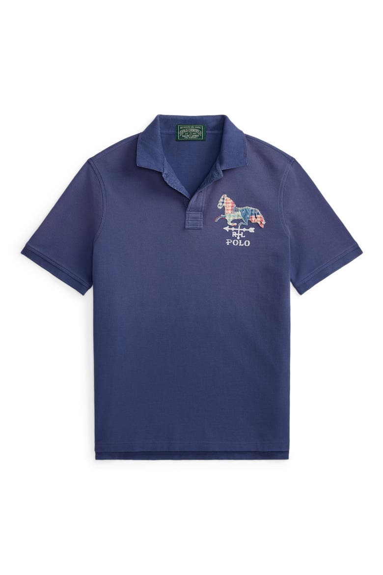 Classic Fit Horse Appliqué Polo Shirt, Alternate, color, LIGHT NAVY