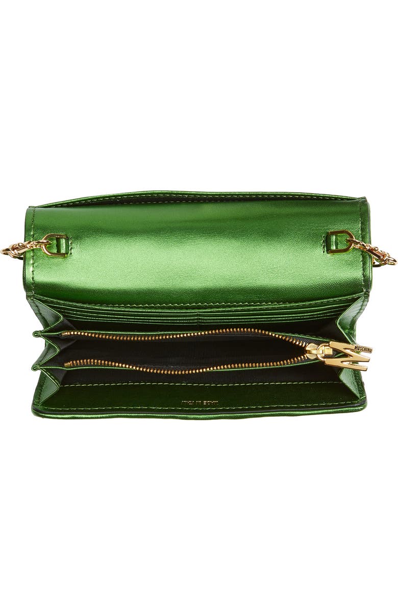 Moschino Medium M Logo Quilted Metallic Leather Shoulder Bag, Alternate, color,