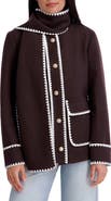 Kensie Scarf Collar Faux Wool Jacket