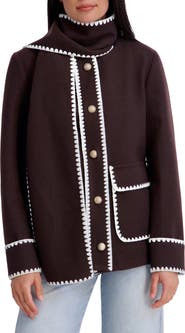 Kensie Scarf Collar Faux Wool Jacket