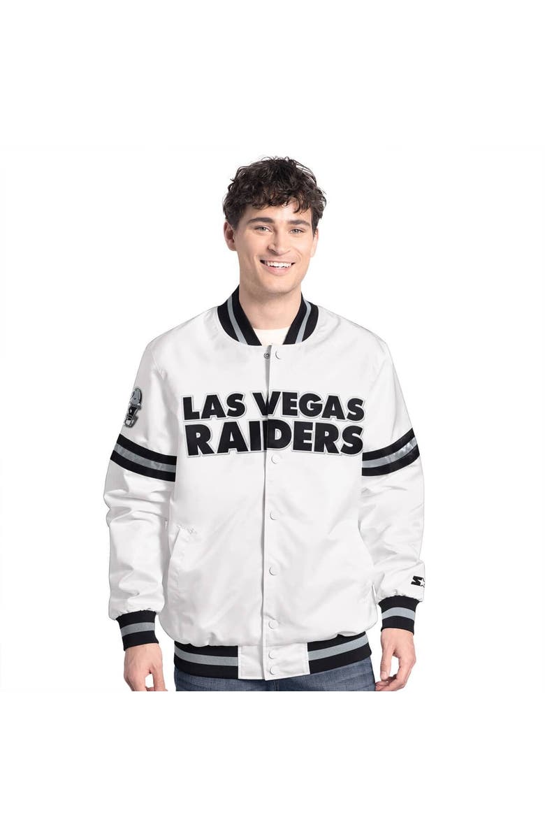 STARTER Men's Starter  White Las Vegas Raiders Scout Full-Snap Varsity Jacket, Main, color, White