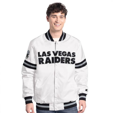 Men's Starter  White Las Vegas Raiders Scout Full-Snap Varsity Jacket