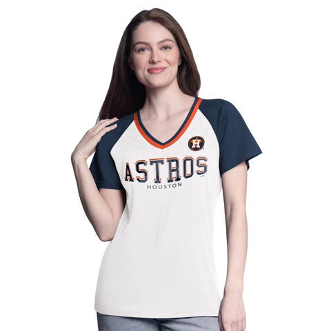 Women's G-III 4Her by Carl Banks  White/Navy Houston Astros Ball Park Raglan V-Neck T-Shirt
