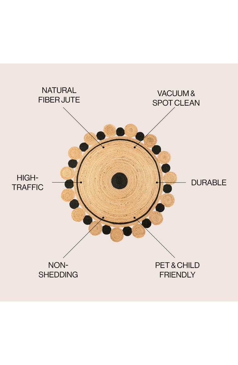 JONATHAN Y Aurora Two-Tone Jute Hippy Circle Medallion Round Area Rug, Alternate, color, Black/Natural