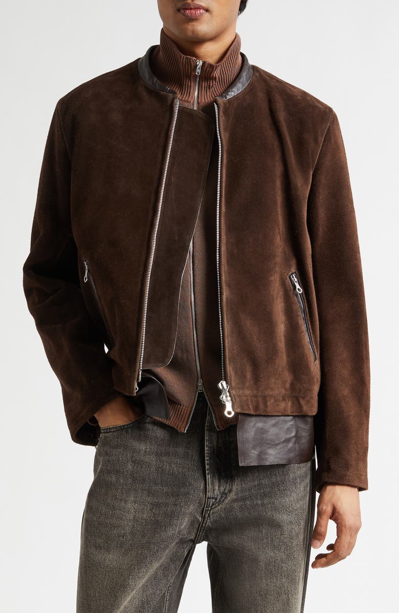 OUR LEGACY Drift Suede & Leather Jacket, Main, color, Wenge Brown Wet Suede