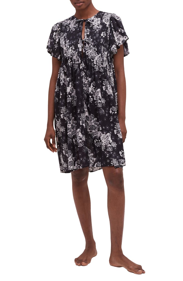 Desmond & Dempsey Pleated Flutter Sleeve Cotton Nightgown, Main, color, 