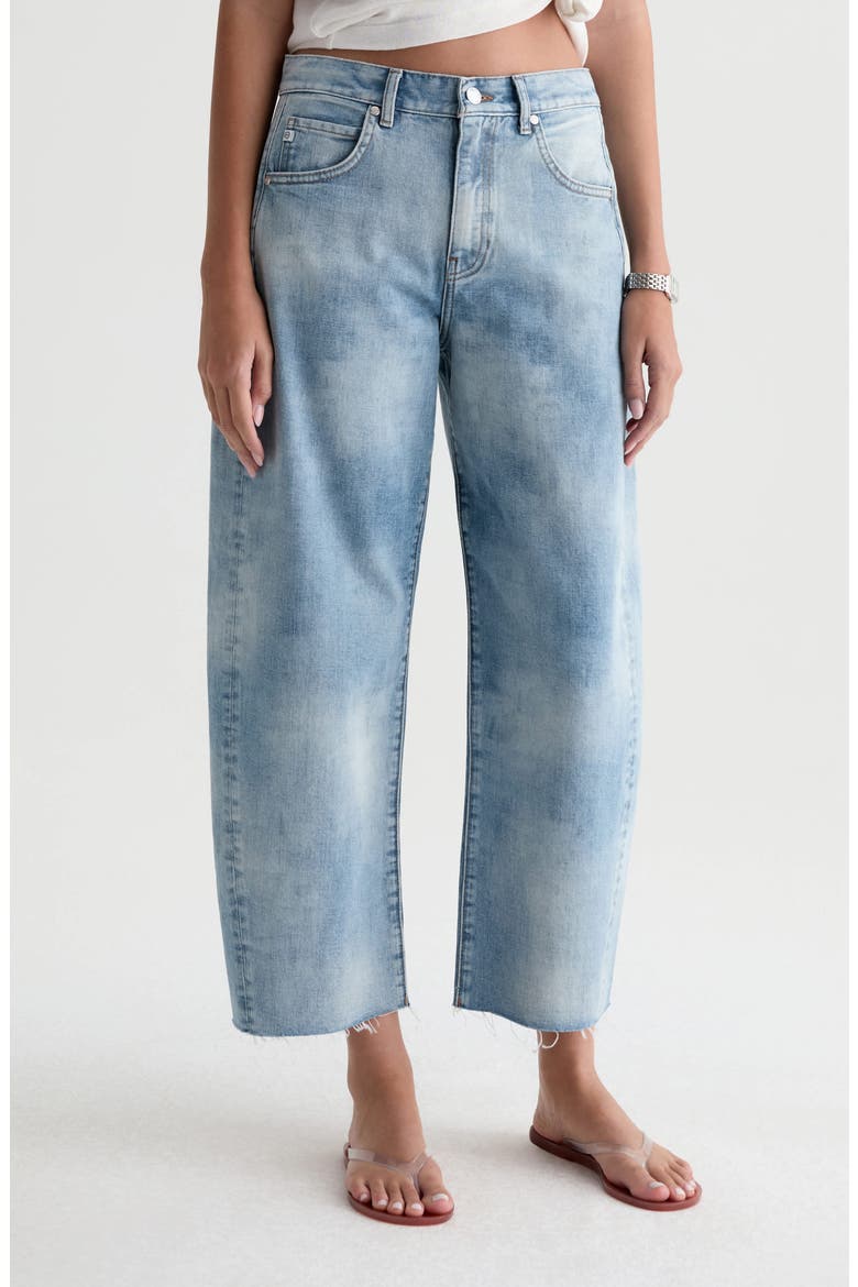 Hattie Raw Hem High Waist Crop Barrel Leg Jeans, Alternate, color, PLAYA