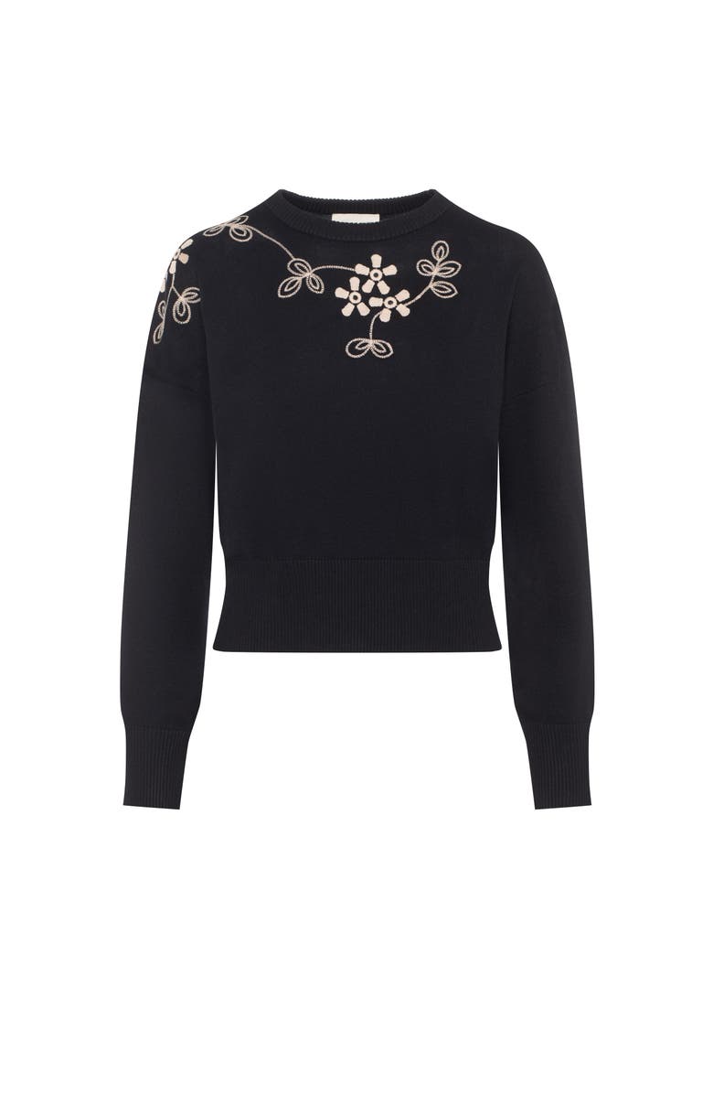 Versatile Embroidered Floral Front Knit Sweater, Main, color,