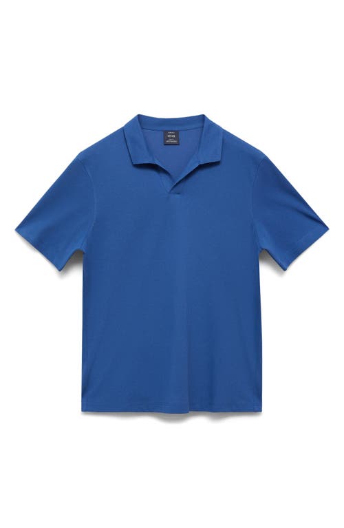 Mango Slim Fit Johnny Collar Cotton Blend Piqué Polo In Blue