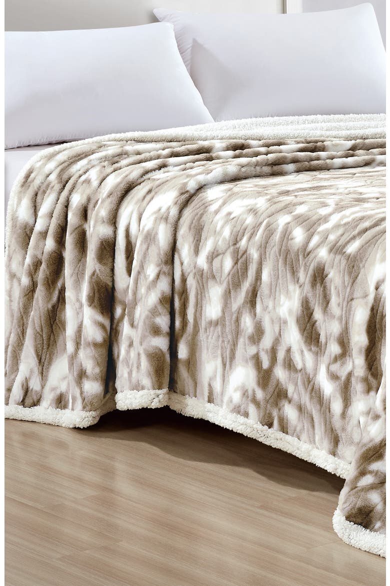 Alaska Faux Fur Blanket, Alternate, color, TAUPE