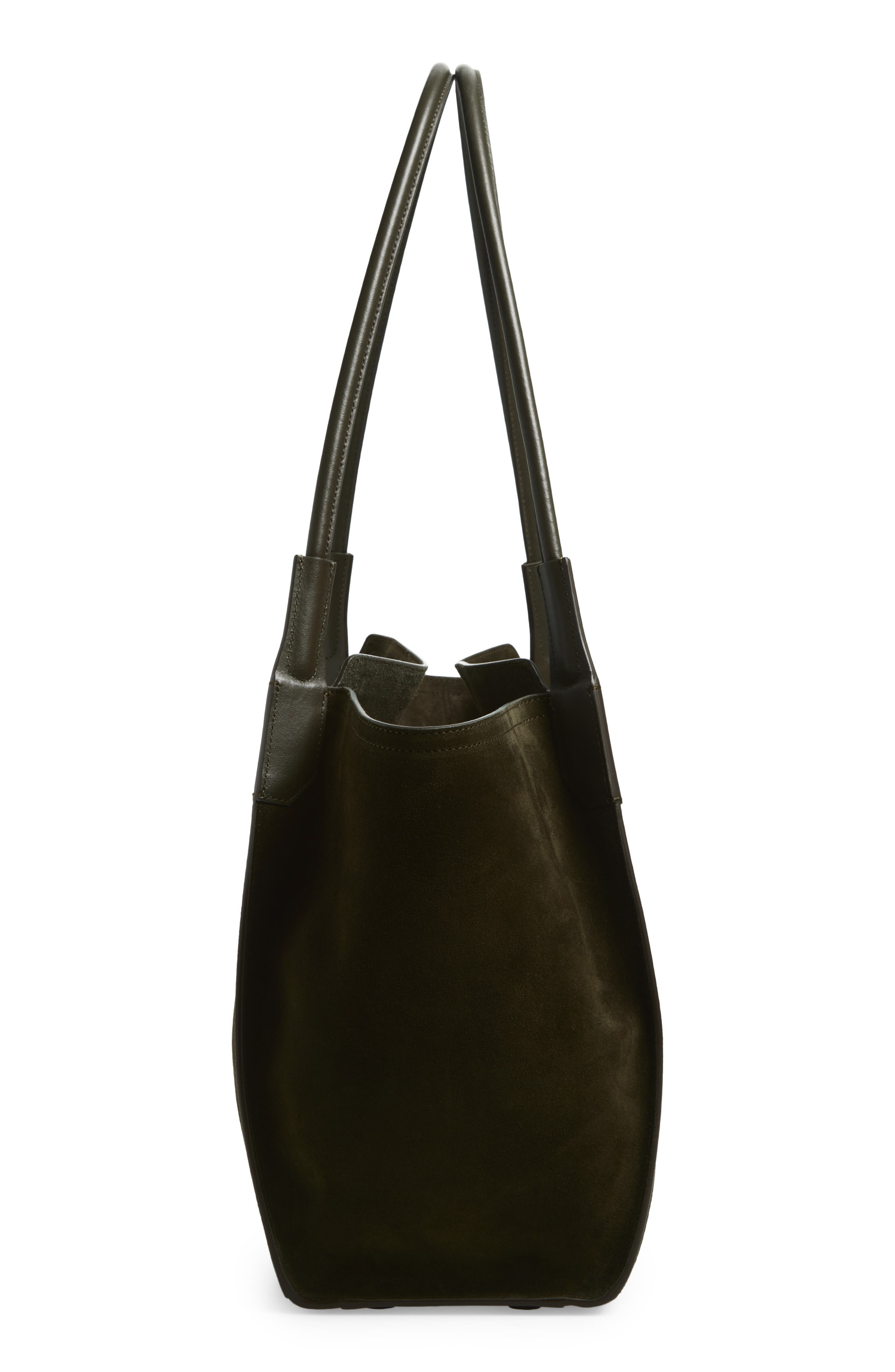 Victoria Beckham Small Victoria Suede Tote, Alternate, color, Dark Olive